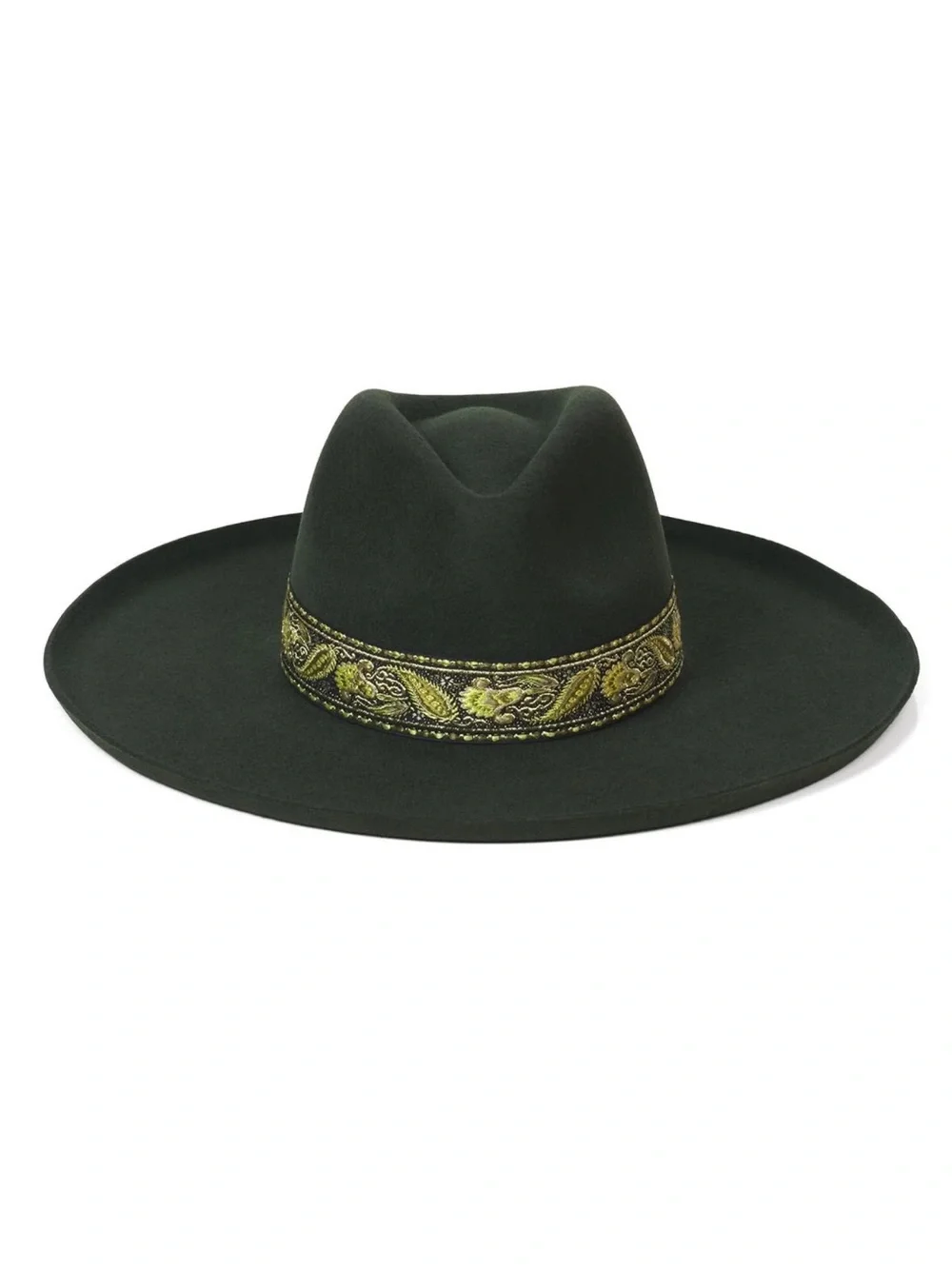 Lack Of Color Olive Green 100% Wool Wide-Brim Western Fedora NWT
